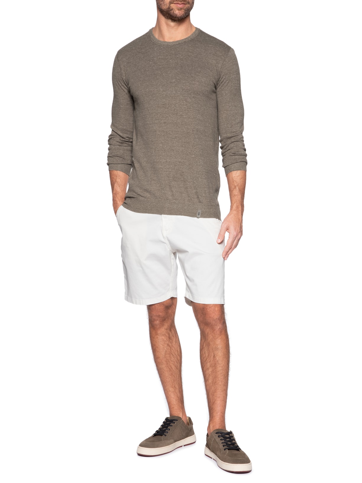 Suéter Masculino Básico Tricot Light Bege Pineapple