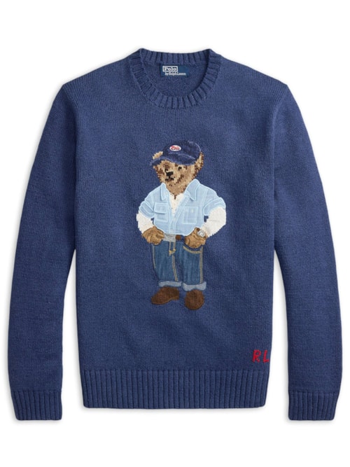Suéter Masculino Bear Cotton Linen Blend - Azul