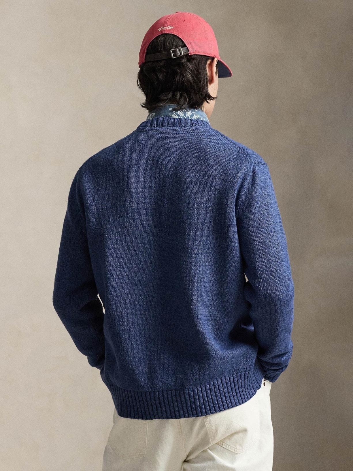 Suéter Masculino Bear Cotton Linen Blend Azul Polo Ralph Lauren