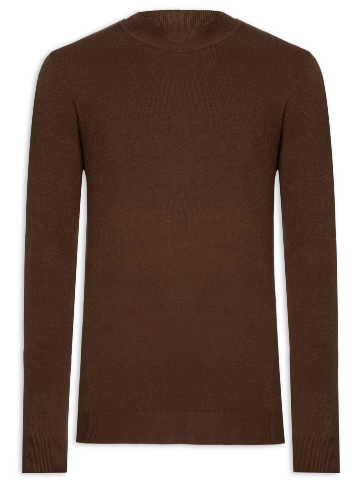Suéter Masculino Blend De Cashmere Gola Alta - Marrom