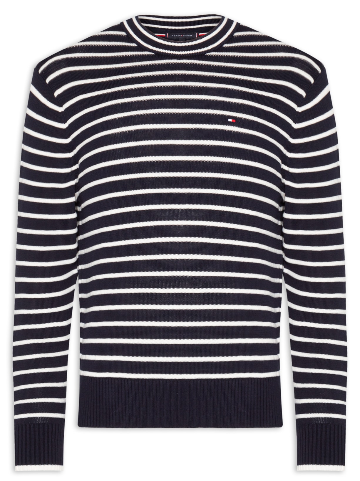 Suéter Masculino Breton Em Tricot Listrado Algodão Orgânico - Azul