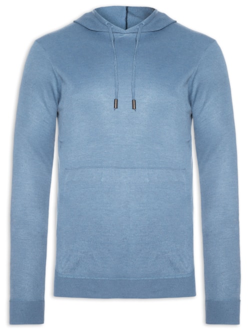 Suéter Masculino Capuz E Bolso Canguru - Azul