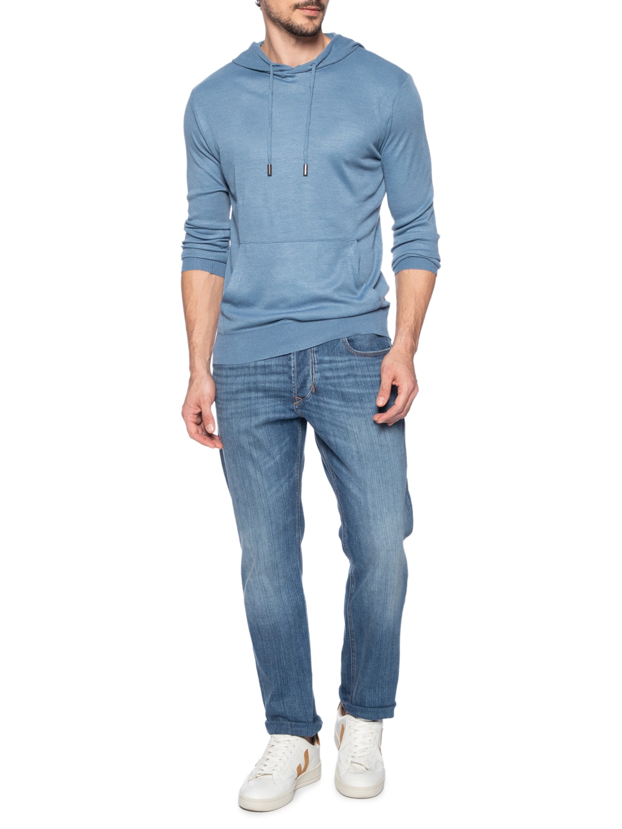 Suéter Masculino Capuz E Bolso Canguru Azul '2 Essential