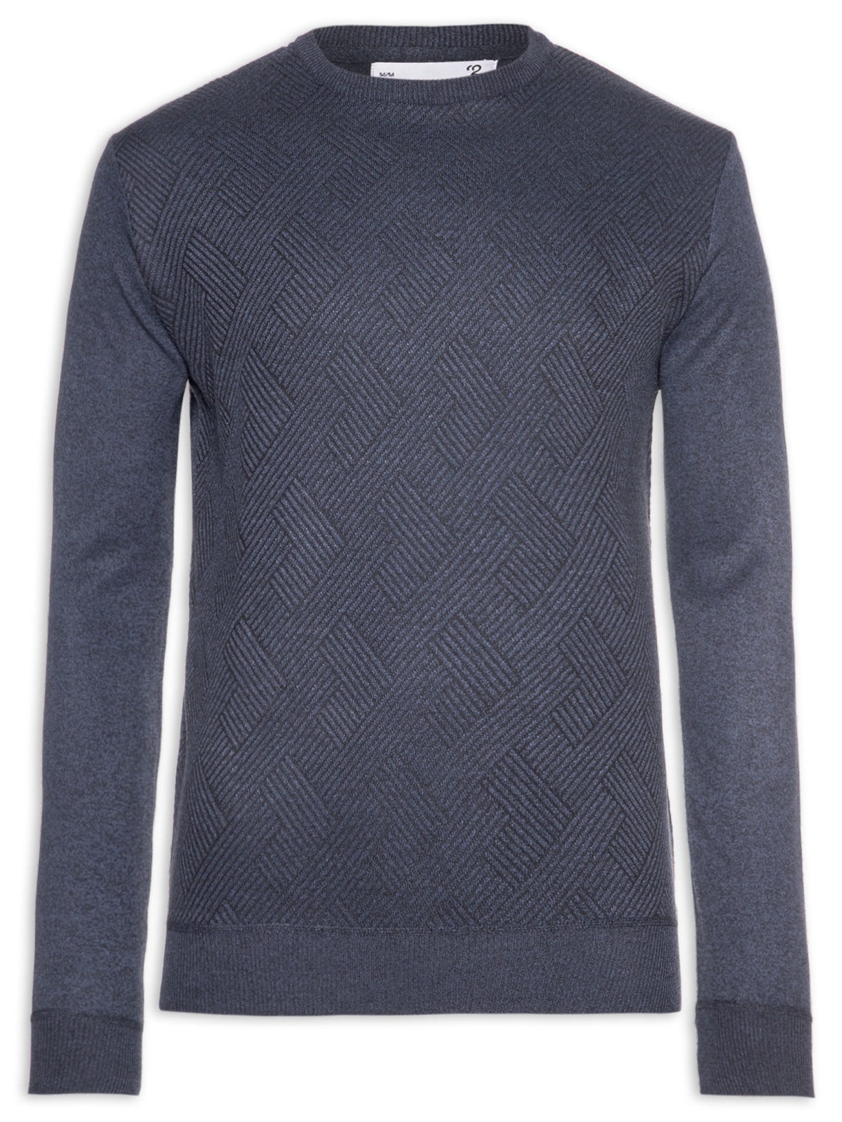 Suéter Masculino Careca Textura Chevron - Azul