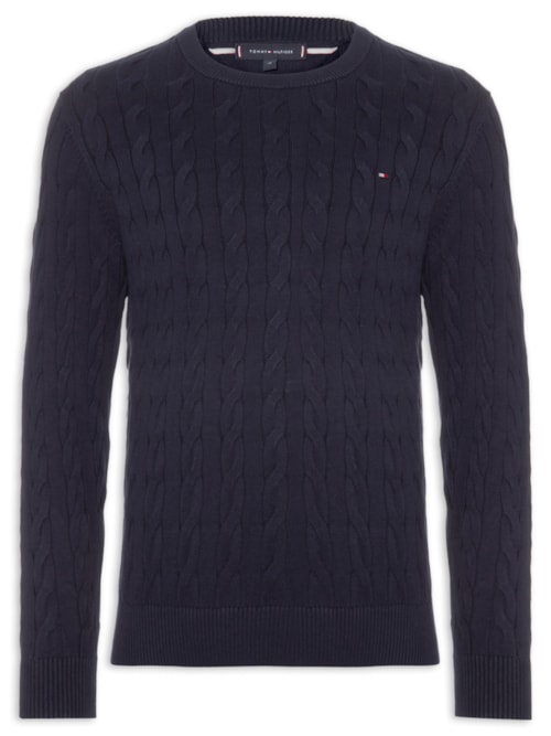 Suéter Masculino Classic Cable Crew Neck - Azul