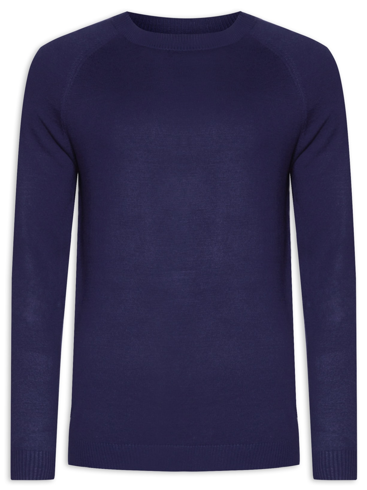 Suéter Masculino Com Recortes Gola Redonda - Azul