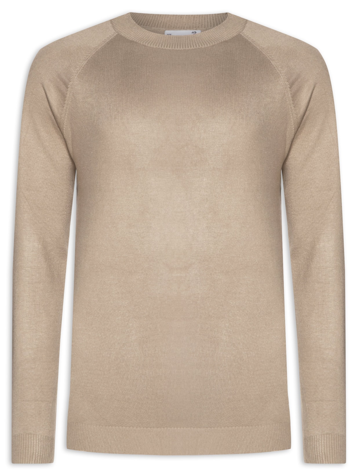 Suéter Masculino Com Recortes Gola Redonda - Bege