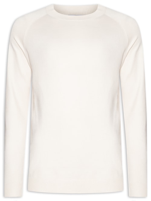Suéter Masculino Com Recortes Gola Redonda - Off White