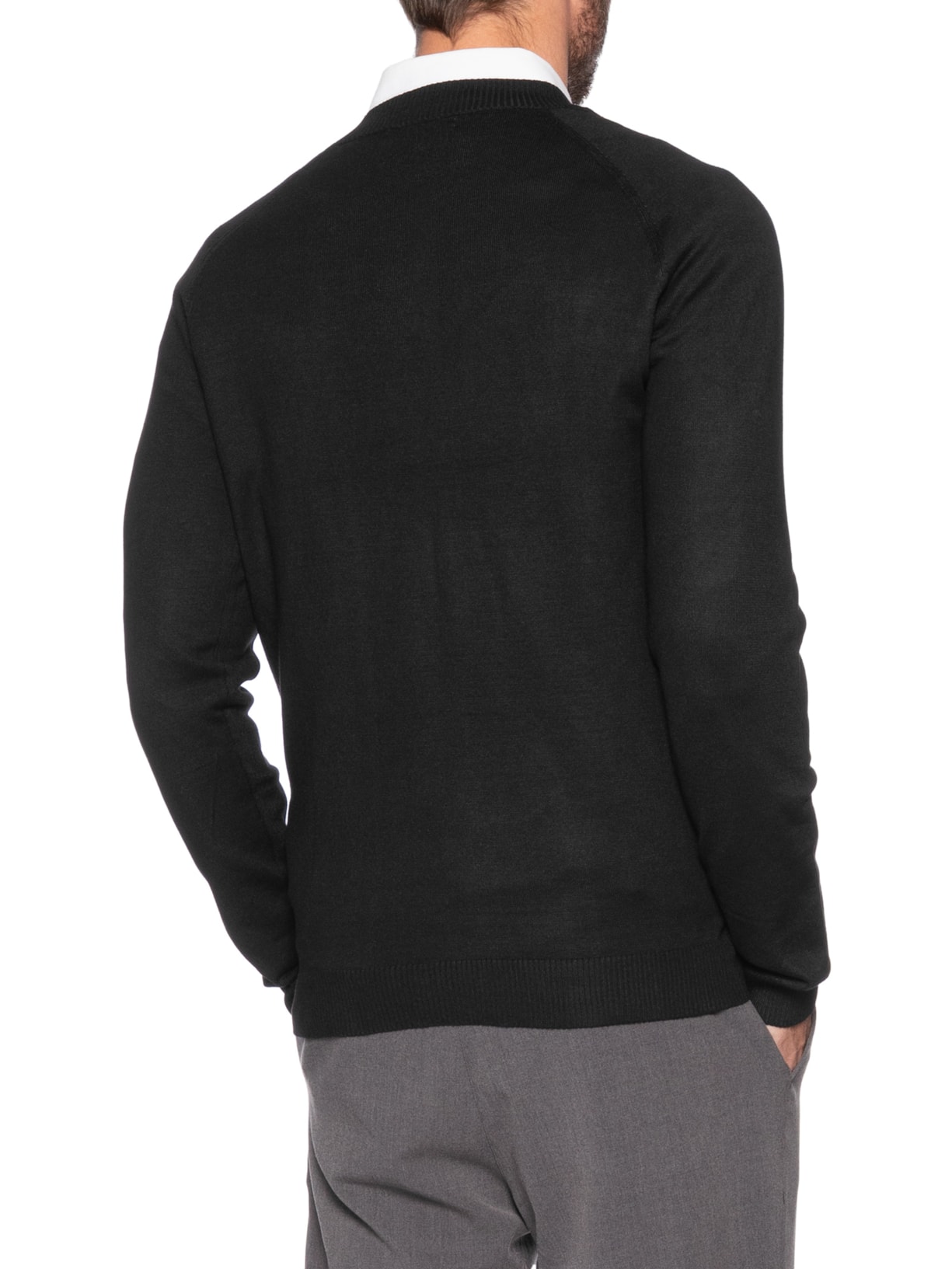 Suéter Masculino Com Recortes Gola Redonda Preto '2 Essential