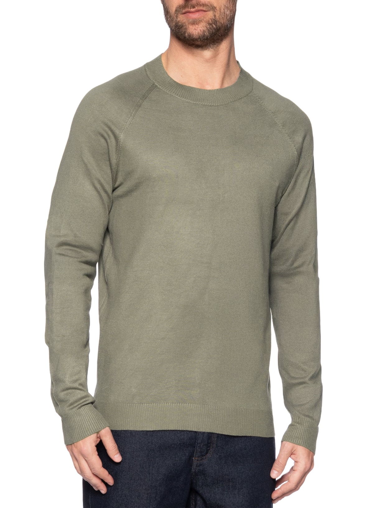 Suéter Masculino Com Recortes Gola Redonda Verde '2 Essential