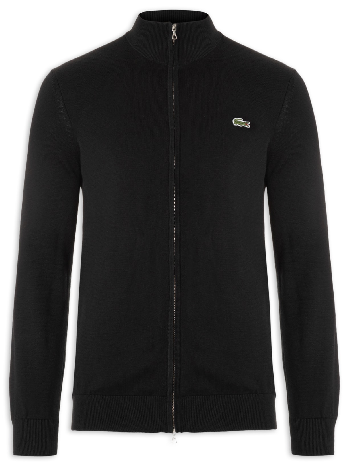 Suéter Masculino Com Zíper E Gola Alta - Preto