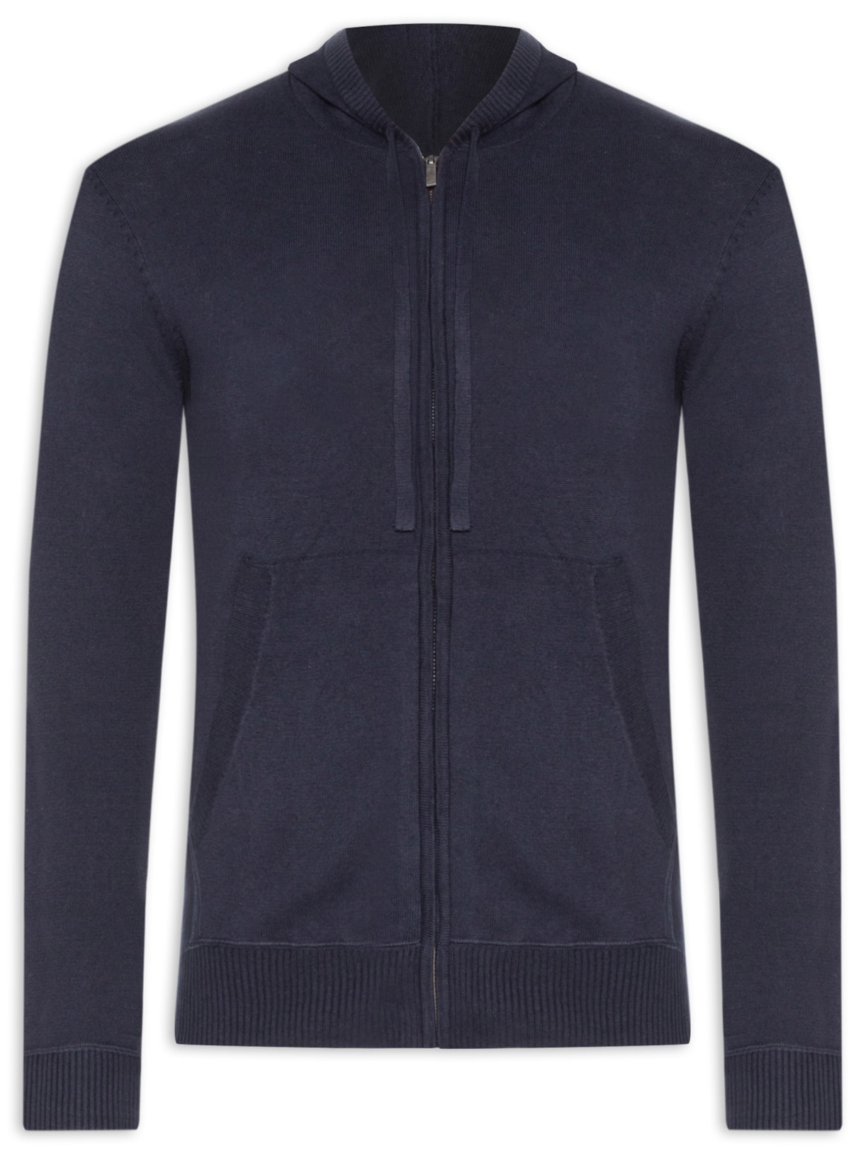 Suéter Masculino Com Zíper E Gorro - Azul