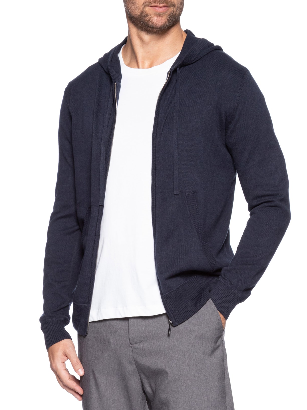 Suéter Masculino Com Zíper E Gorro Azul '2 Essential