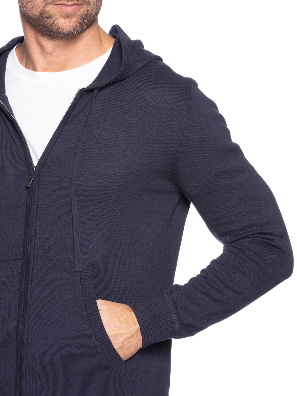 Suéter Masculino Com Zíper E Gorro Azul '2 Essential