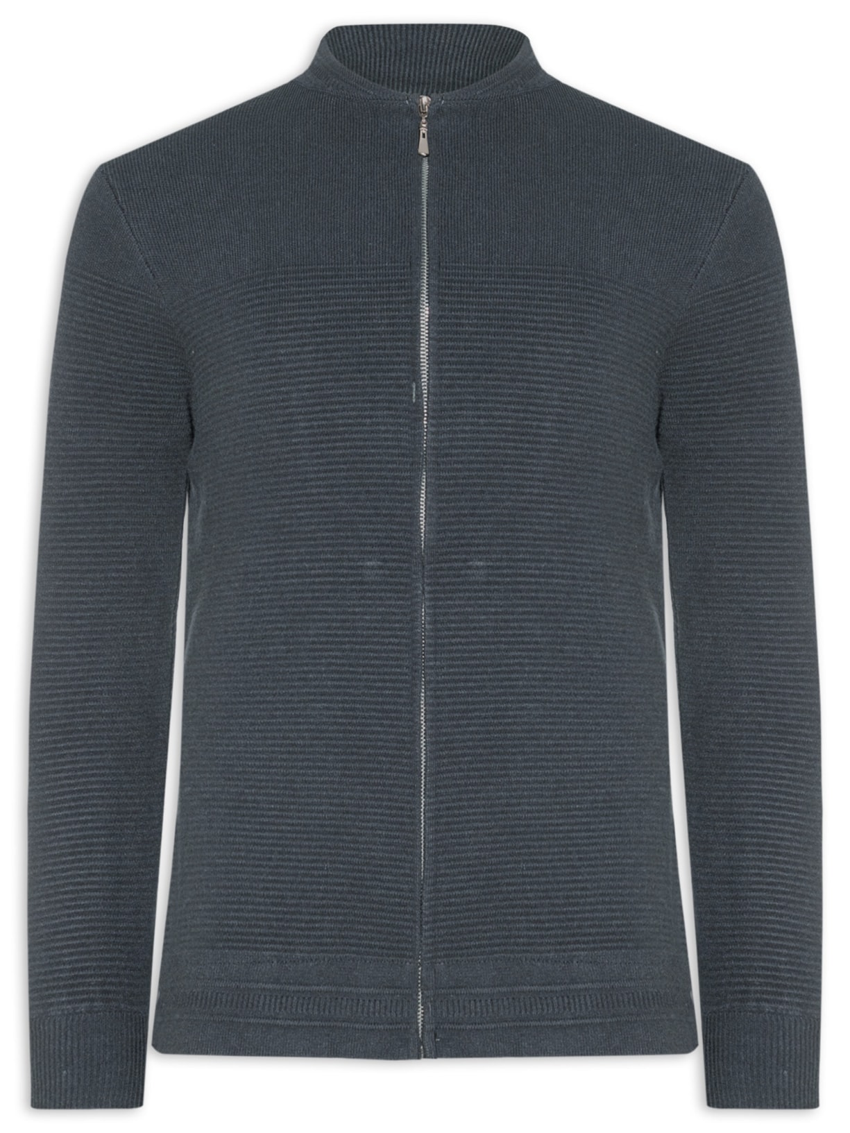 Suéter Masculino Com Zíper Texturizado – Azul '2 Essential