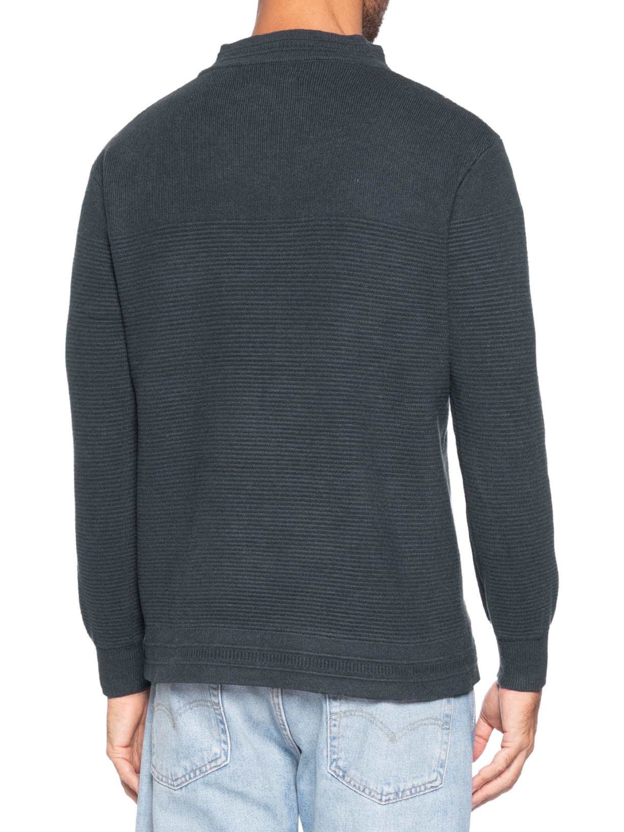 Suéter Masculino Com Zíper Texturizado – Azul '2 Essential