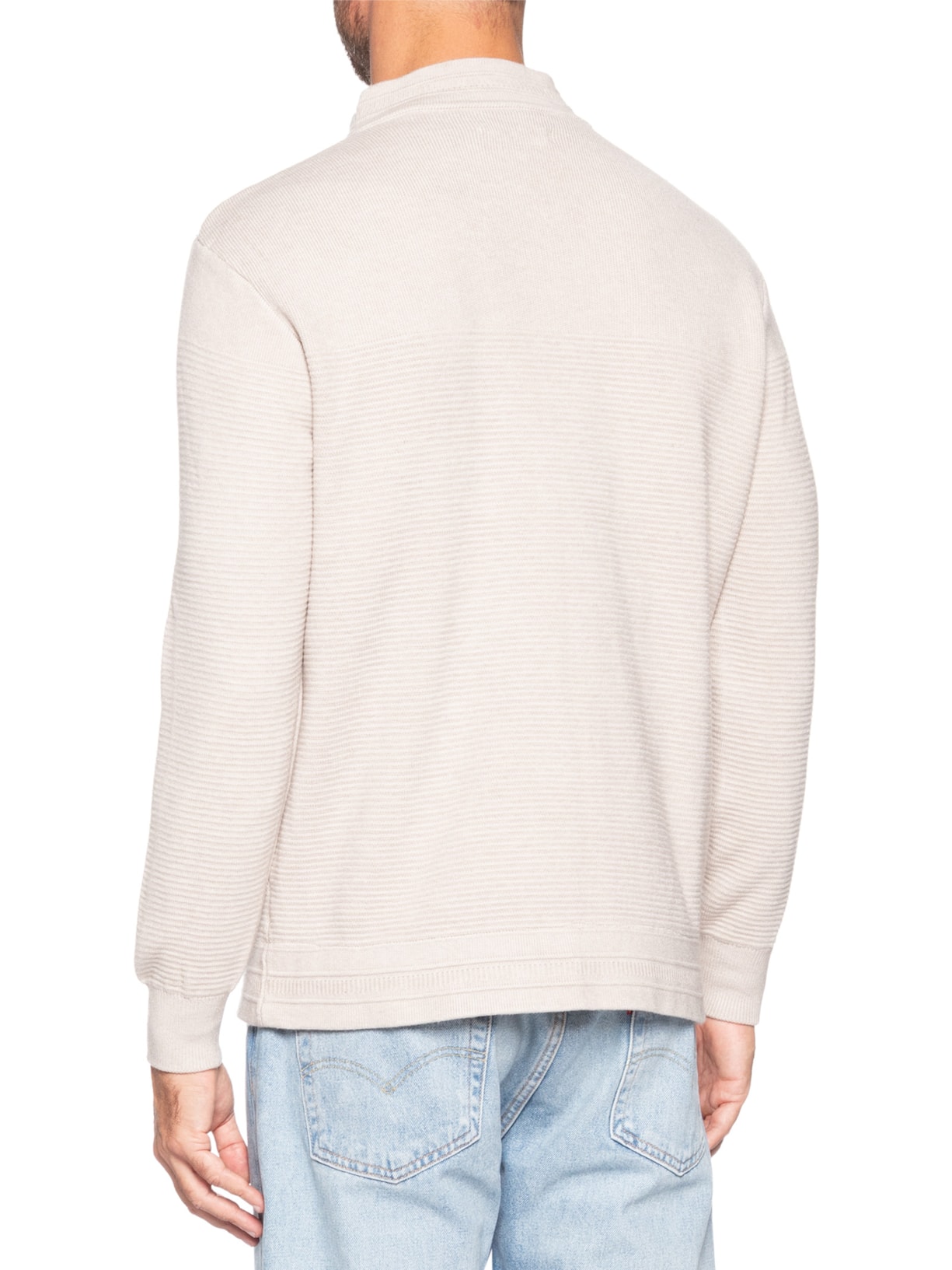 Suéter Masculino Com Zíper Texturizado – Bege '2 Essential