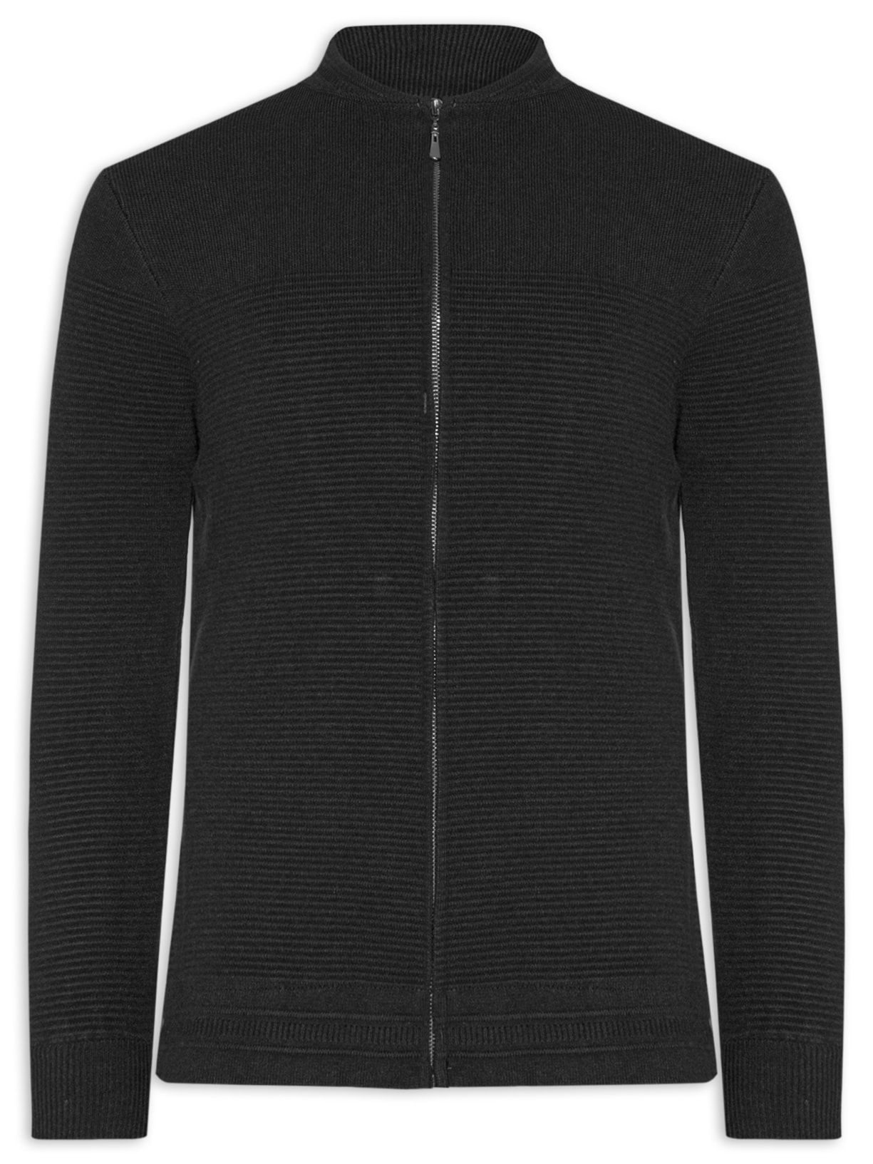 Suéter Masculino Com Zíper Texturizado – Preto '2 Essential