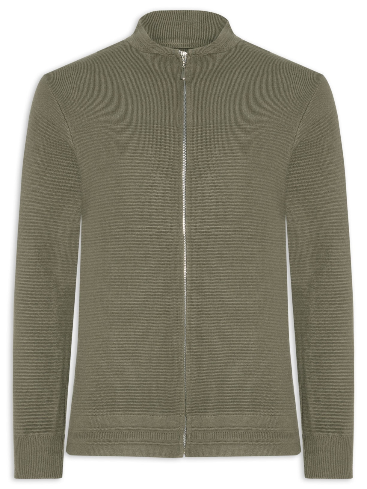 Suéter Masculino Com Zíper Texturizado – Verde '2 Essential