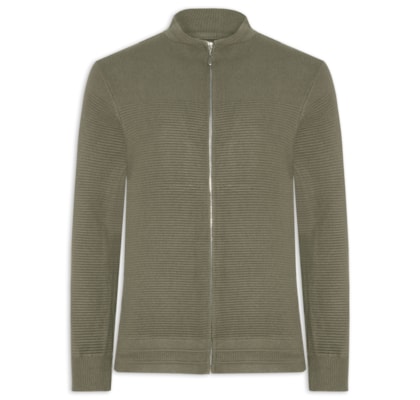 Suéter Masculino Com Zíper Texturizado – Verde