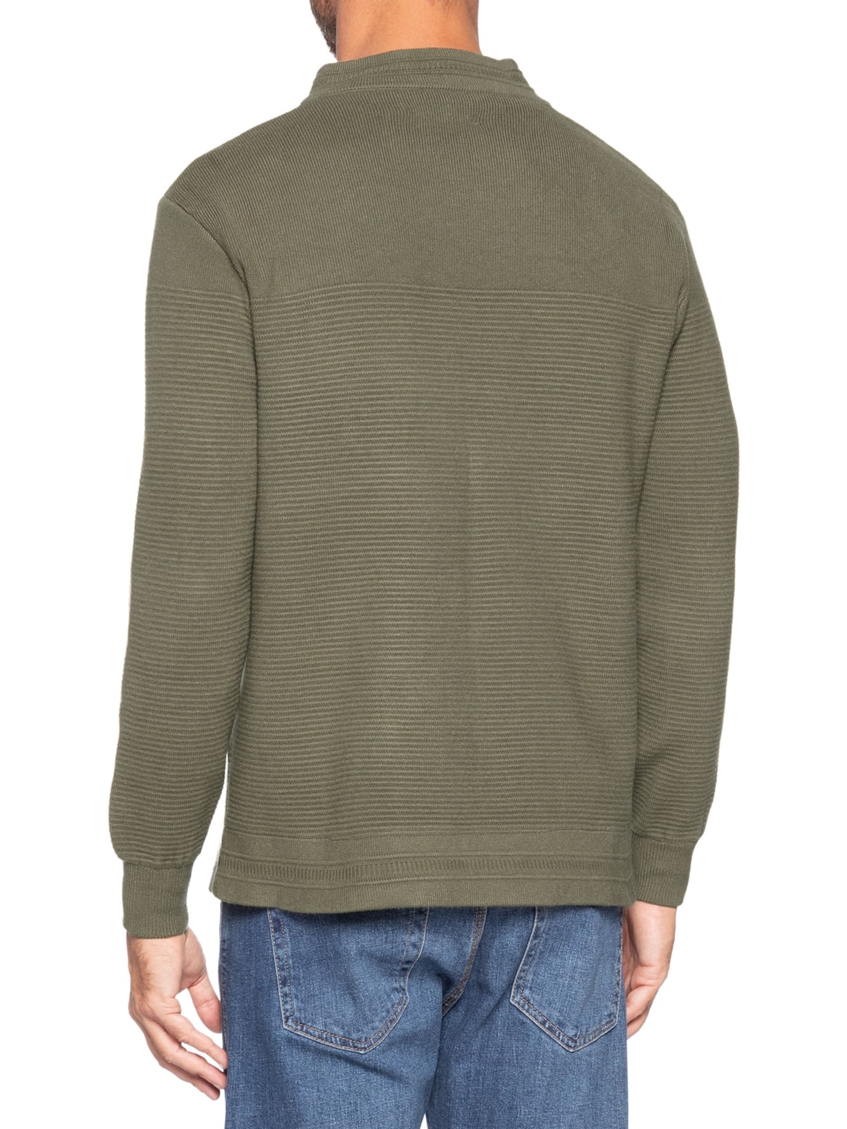 Suéter Masculino Com Zíper Texturizado – Verde '2 Essential