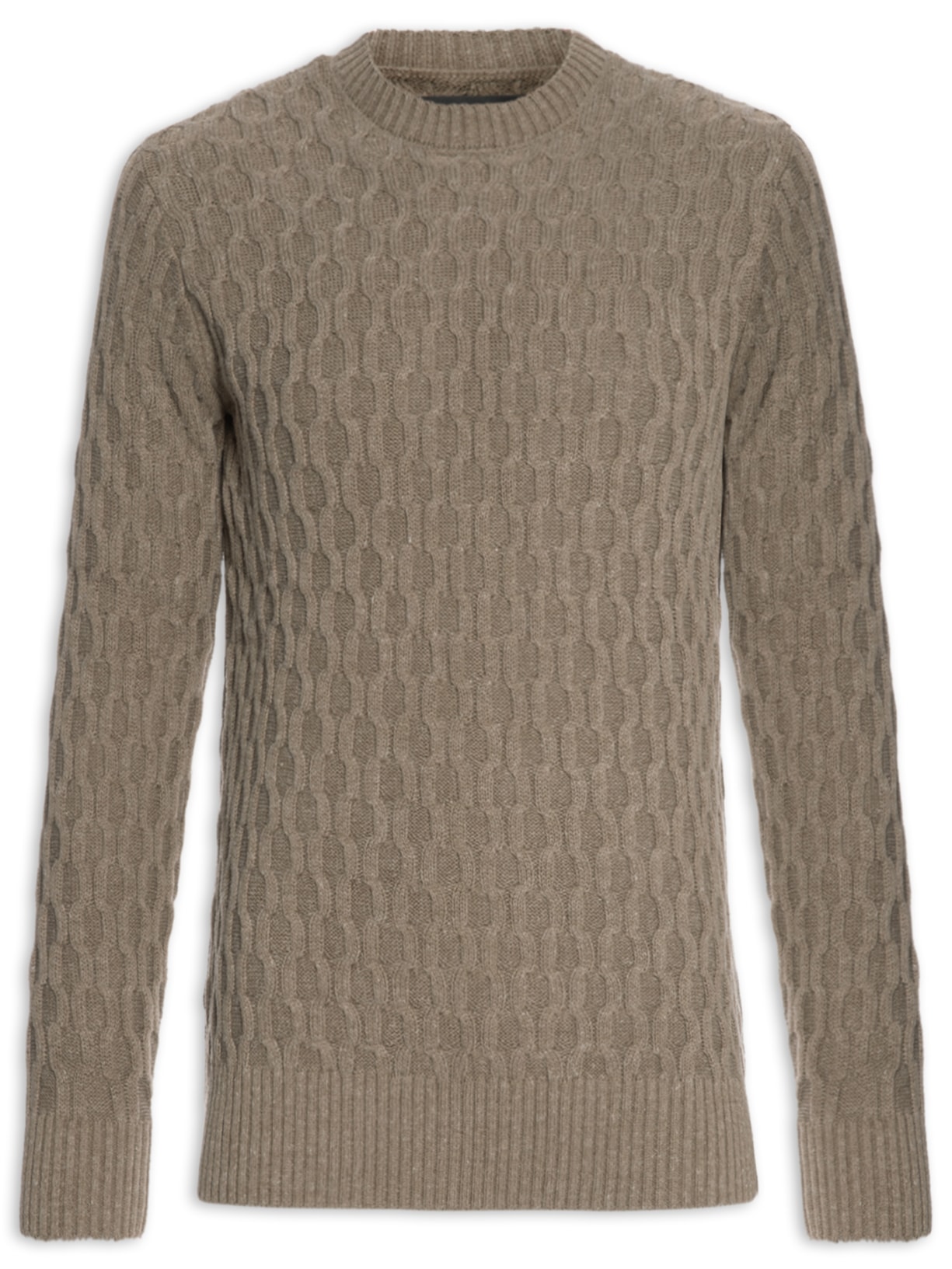 Suéter Masculino Cordas Manga Longa - Marrom