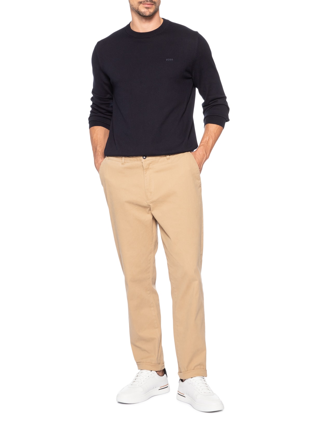 Suéter Masculino Crew Neck Upacas-L Azul Boss