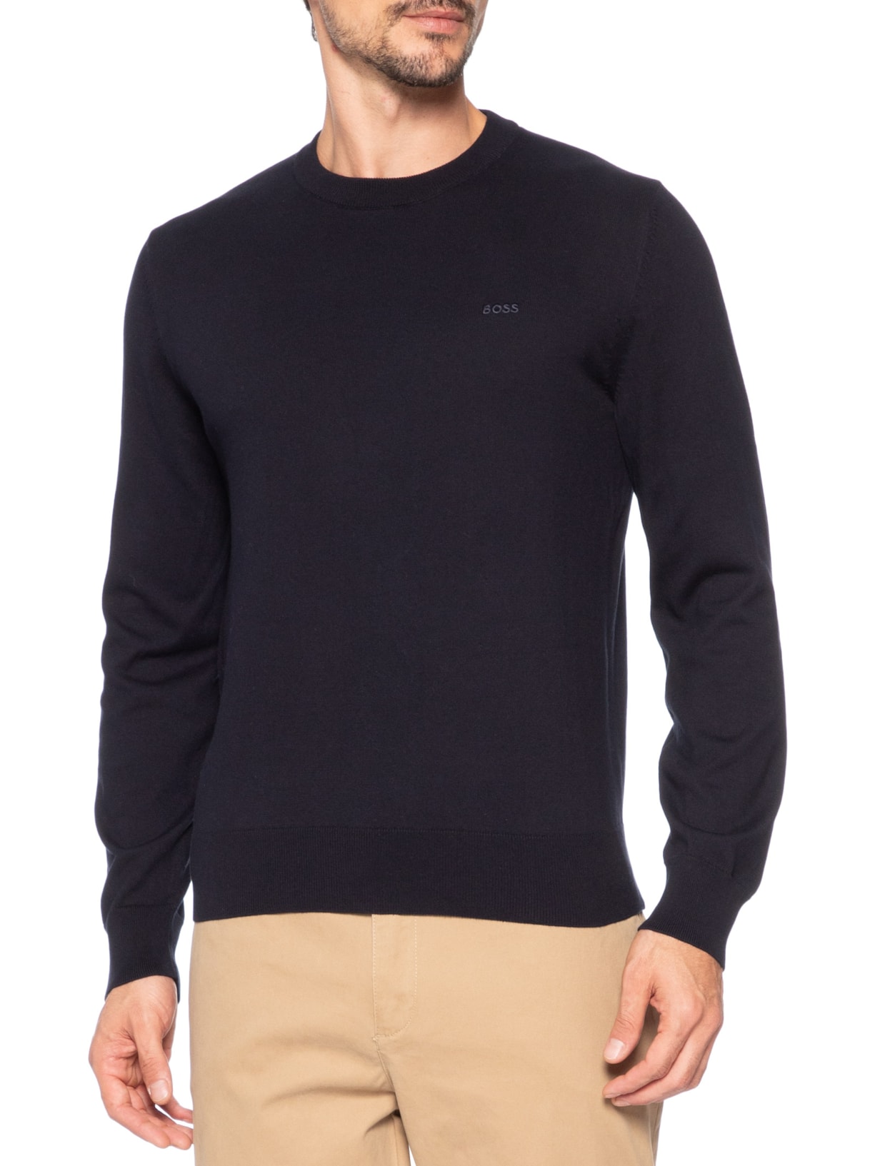 Suéter Masculino Crew Neck Upacas-L Azul Boss