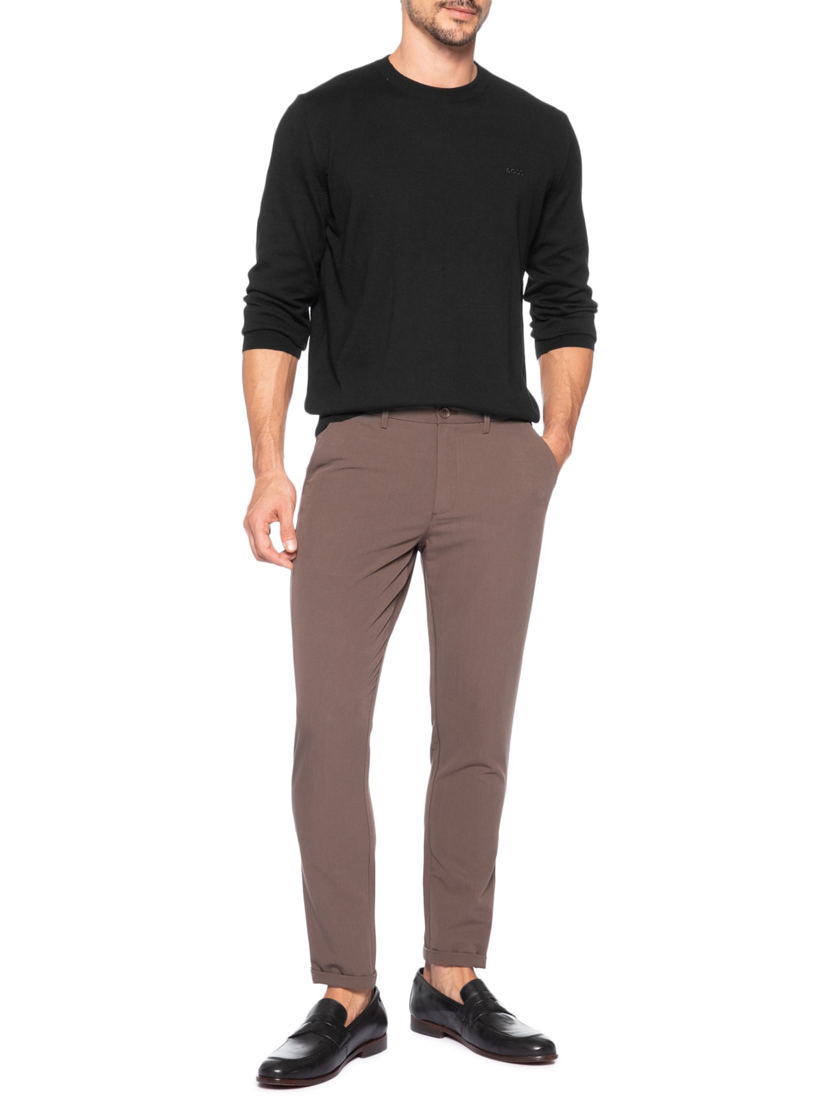 Suéter Masculino Crew Neck Upacas-L Preto Boss