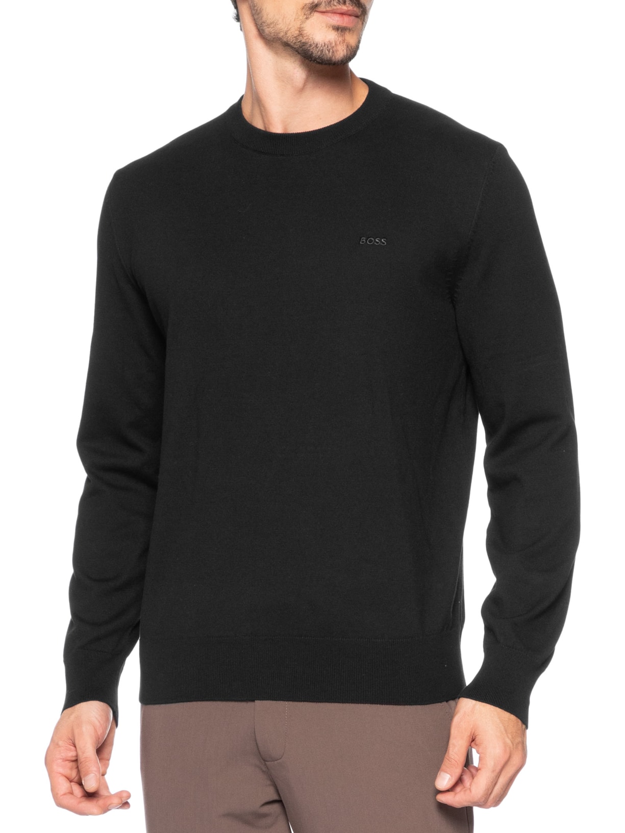 Suéter Masculino Crew Neck Upacas-L Preto Boss