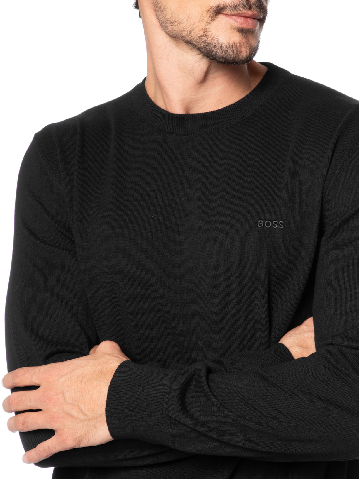 Suéter Masculino Crew Neck Upacas-L Preto Boss