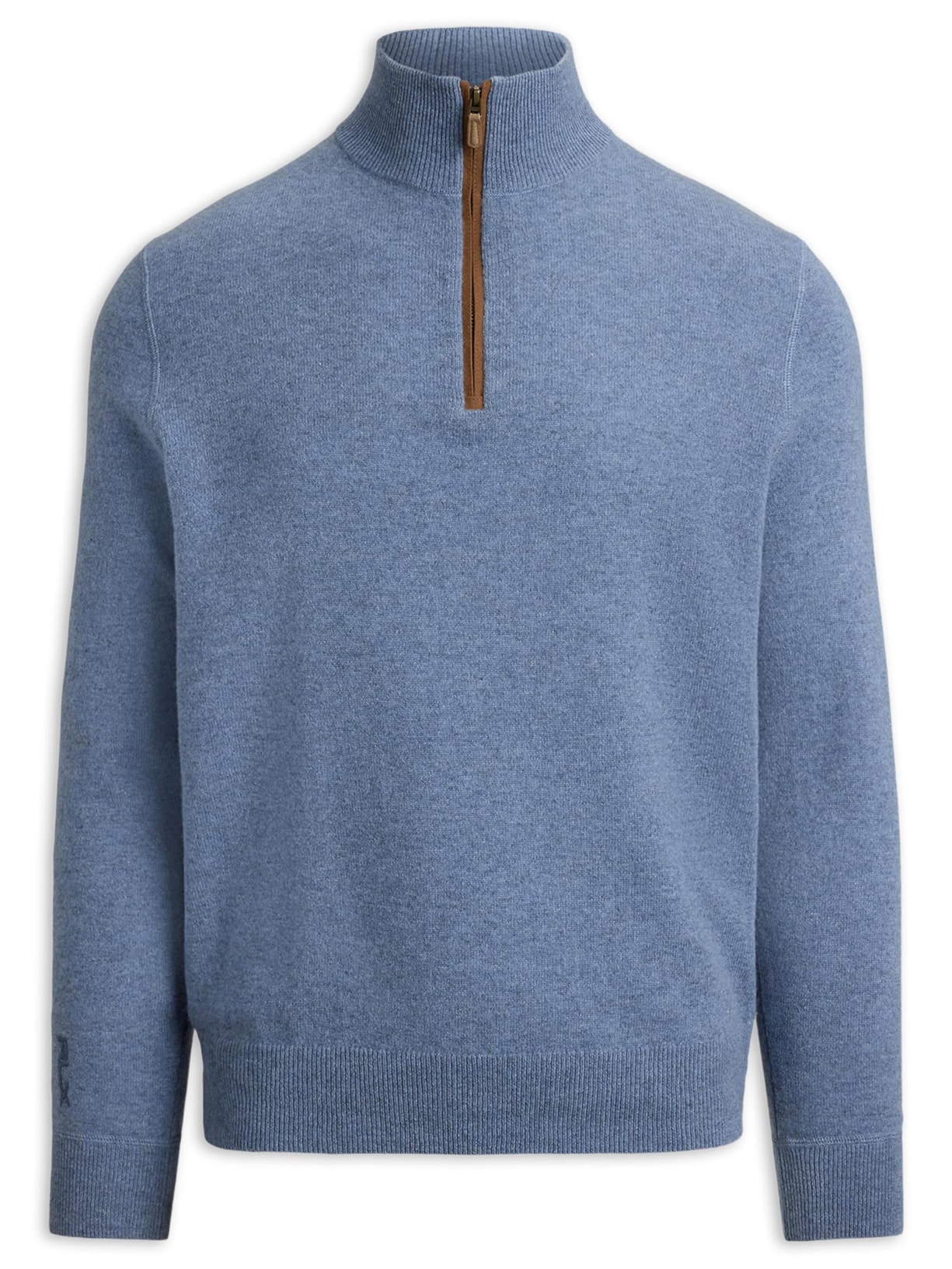 Suéter Masculino De Cashmere Half Zip Azul Polo Ralph Lauren