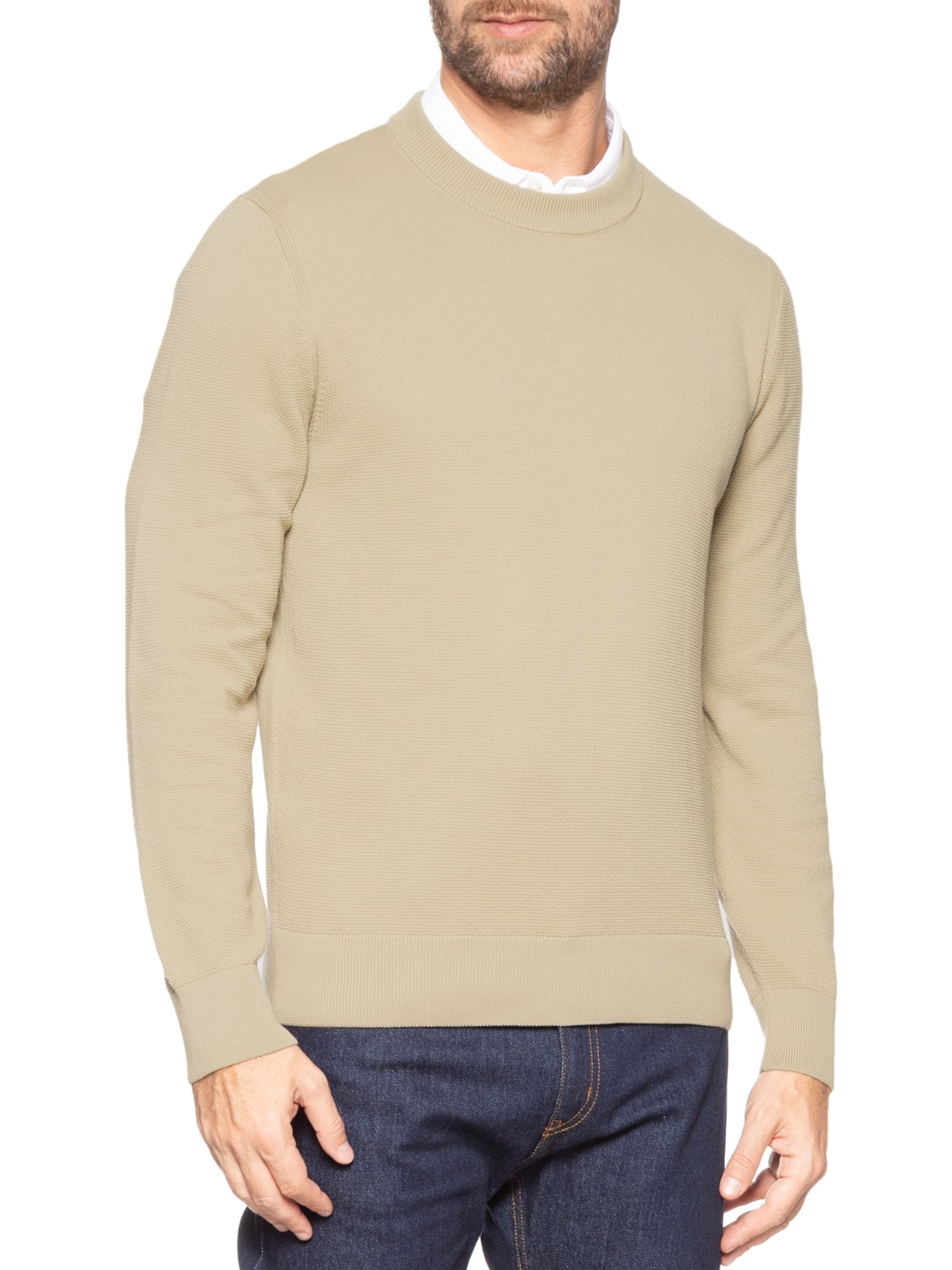 Suéter Masculino de Tricô Ecaio P Bege Boss