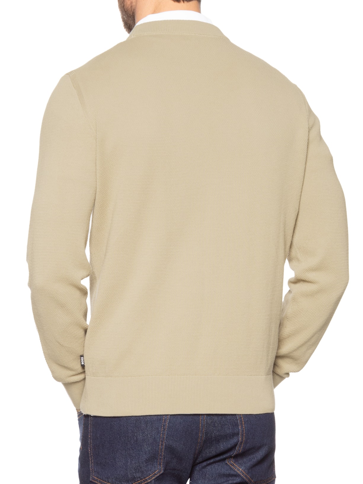 Suéter Masculino de Tricô Ecaio P Bege Boss