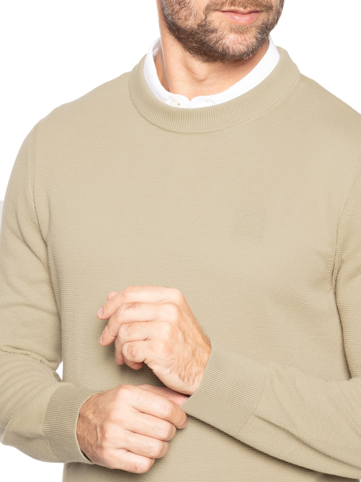 Suéter Masculino de Tricô Ecaio P Bege Boss