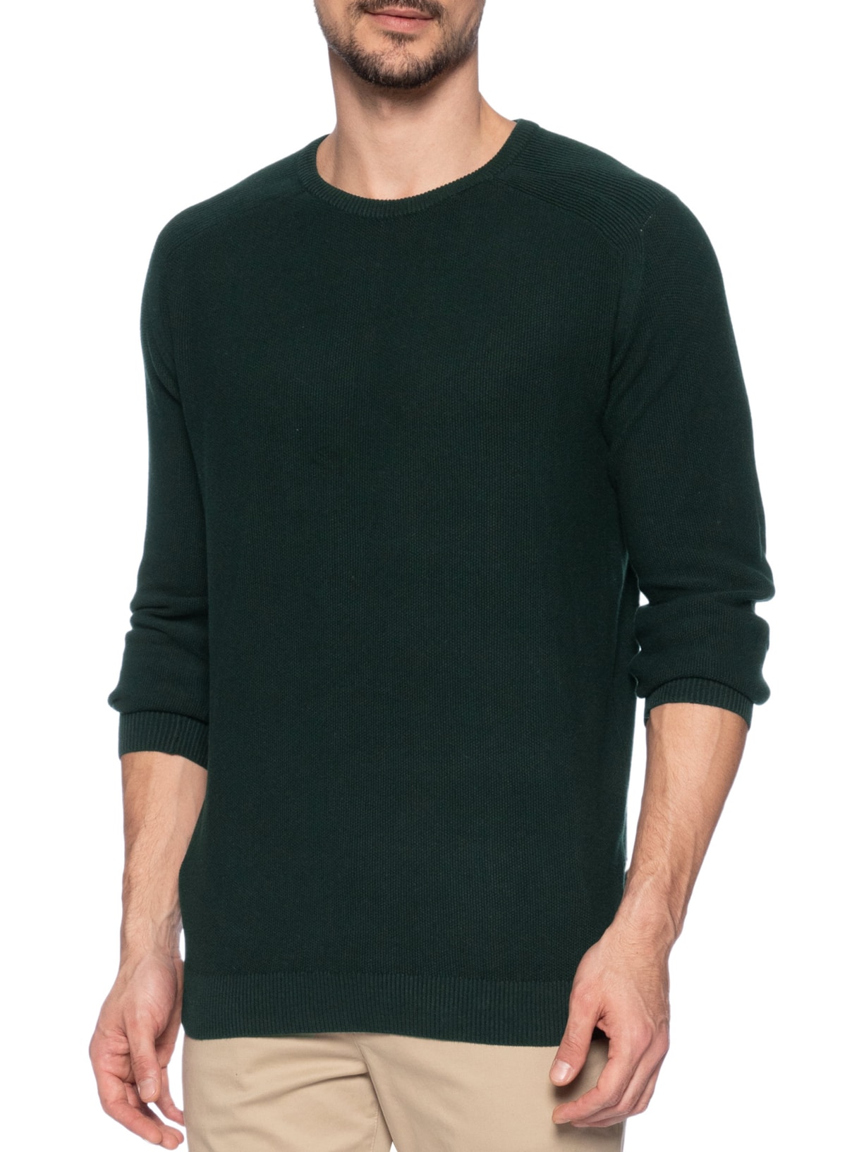 Suéter Masculino Det Ombro Gola Careca Verde '2 Essential