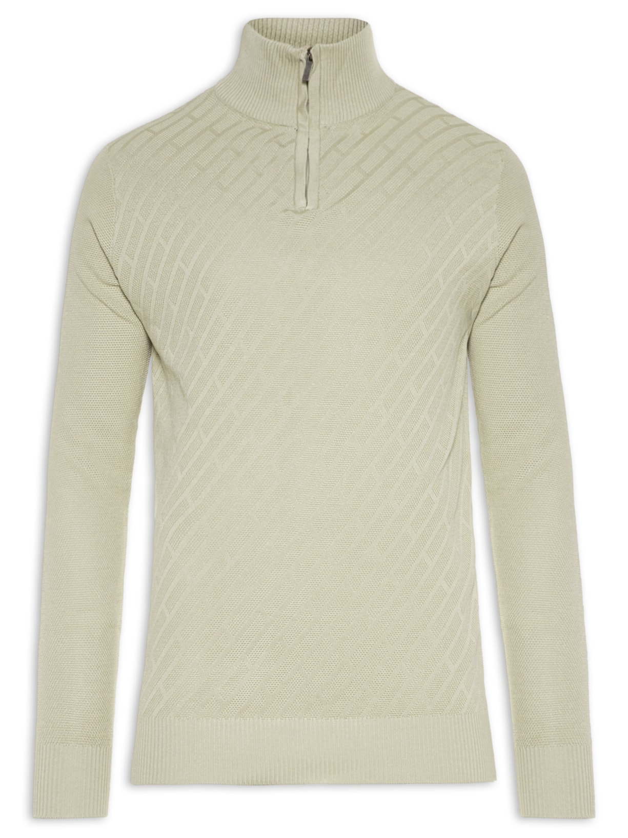 Suéter Masculino Detalhe Zíper - Bege