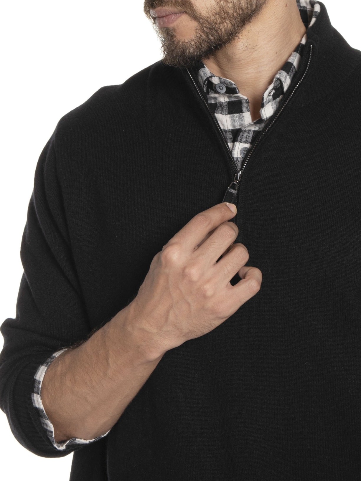 Suéter Masculino Detalhe Zíper Cashmere – Preto '2 Essential
