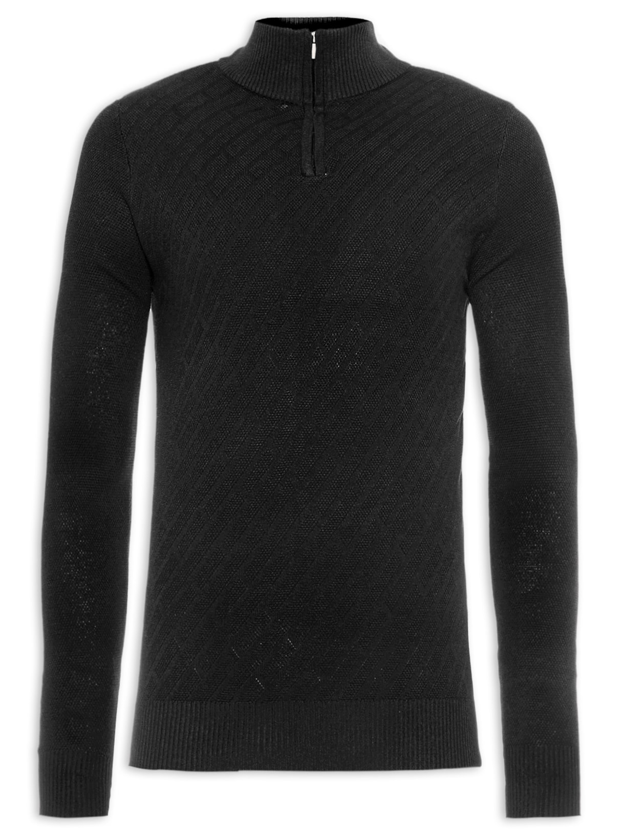 Suéter Masculino Detalhe Zíper - Preto