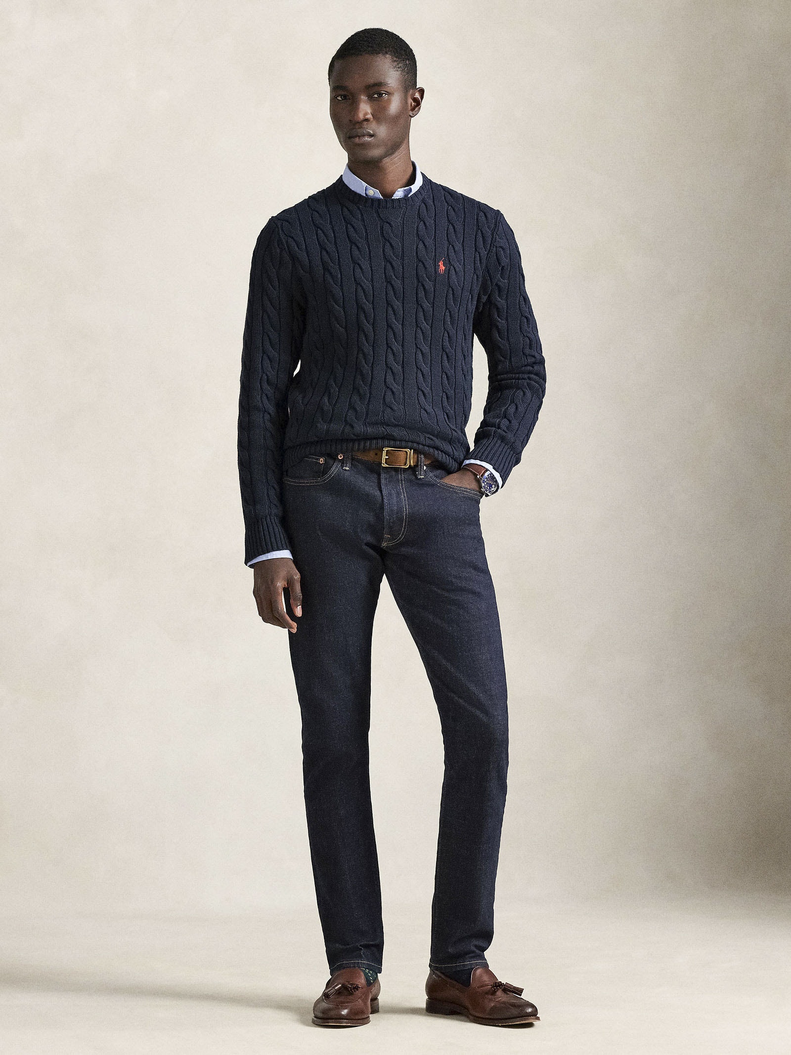 Suéter Masculino Driver Crewneck Roving Cotton - Azul - Polo Ralph