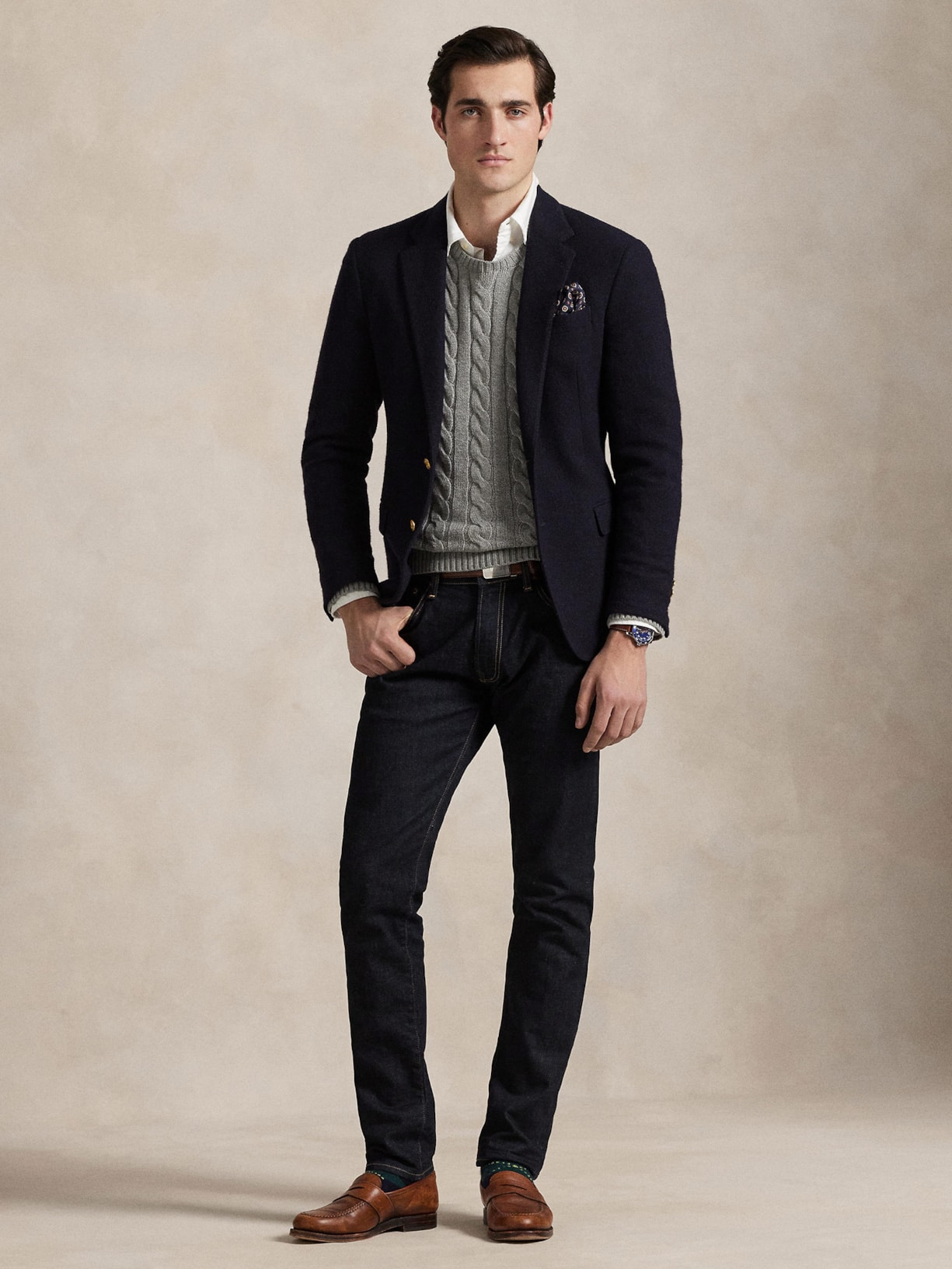 Suéter Masculino Driver Crewneck Roving Cotton Cinza Polo Ralph Lauren