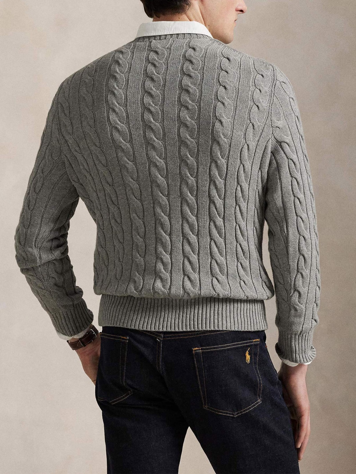 Suéter Masculino Driver Crewneck Roving Cotton Cinza Polo Ralph Lauren