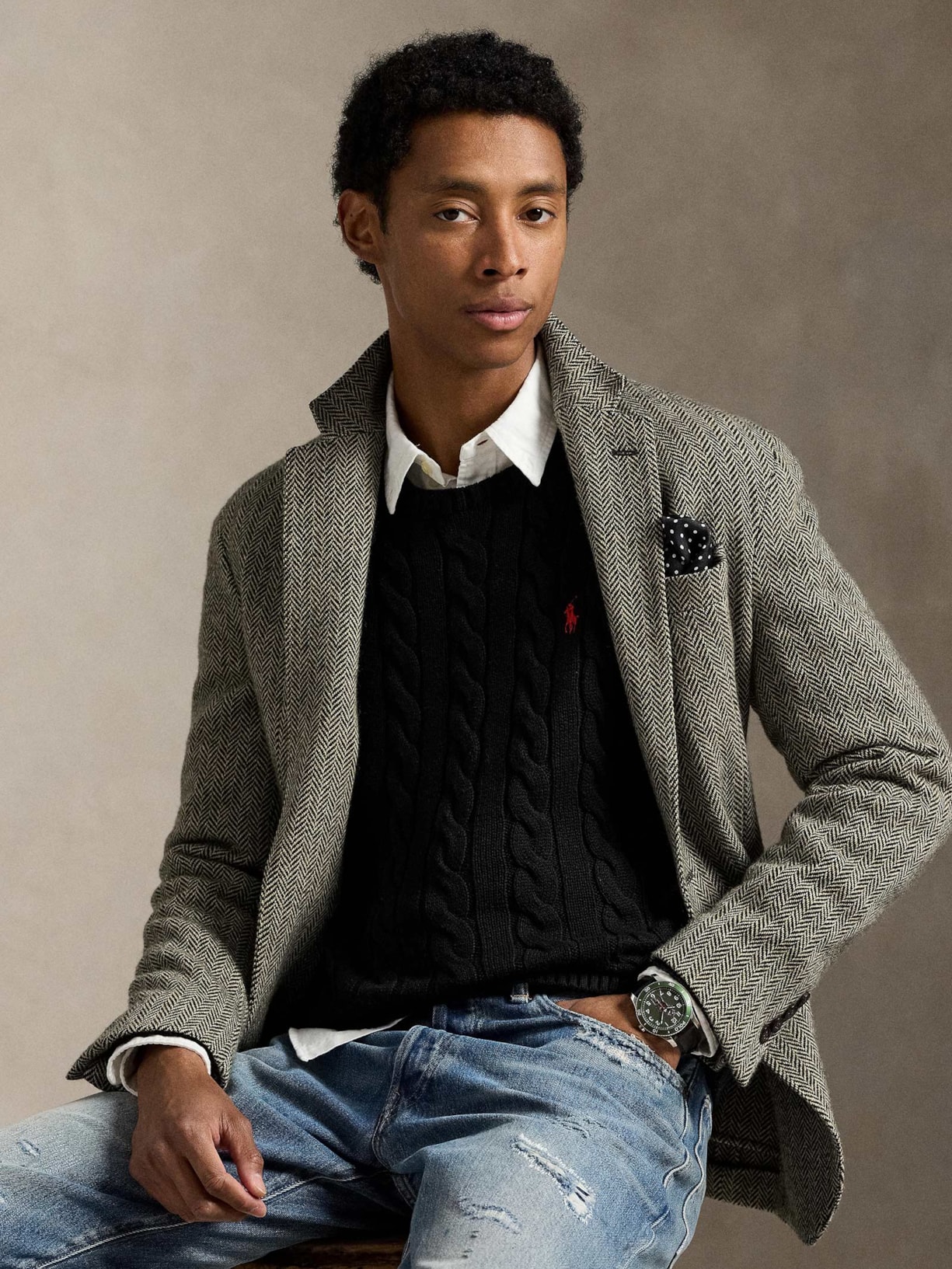 Suéter Masculino Driver Crewneck Roving Cotton Preto Polo Ralph Lauren