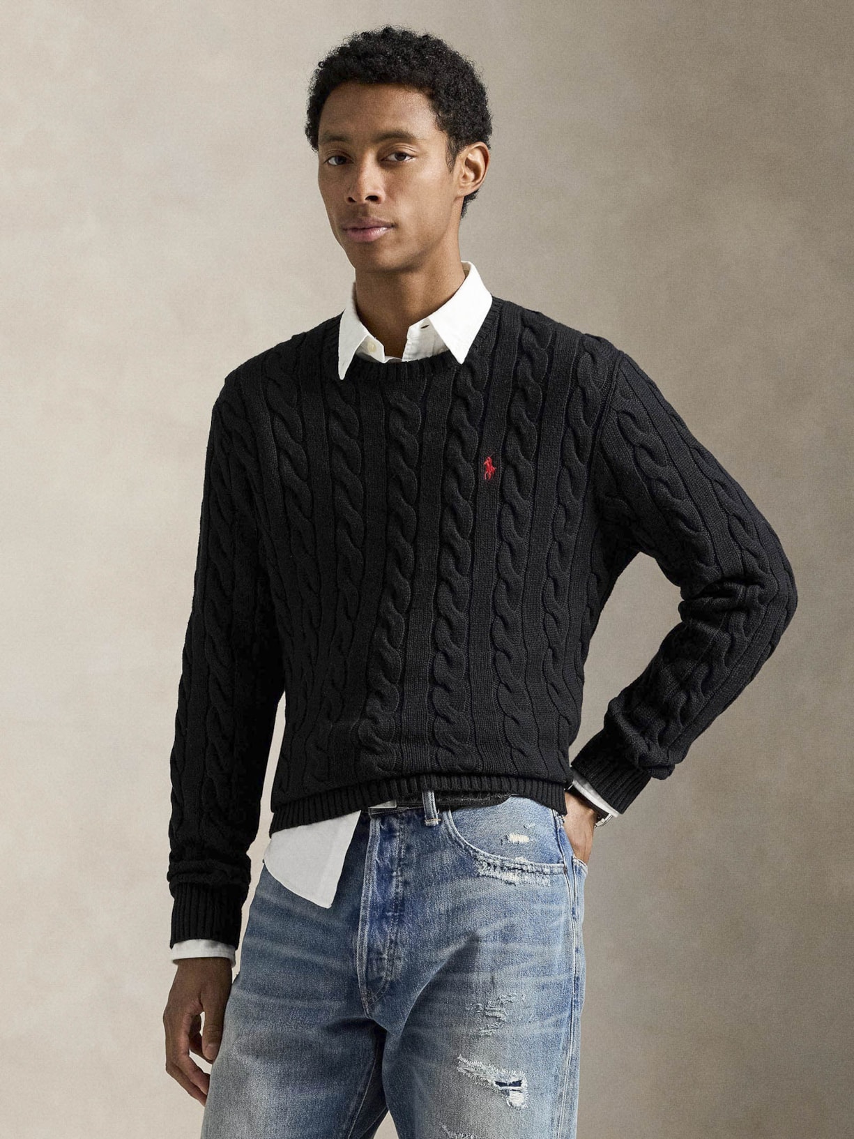 Suéter Masculino Driver Crewneck Roving Cotton Preto Polo Ralph Lauren
