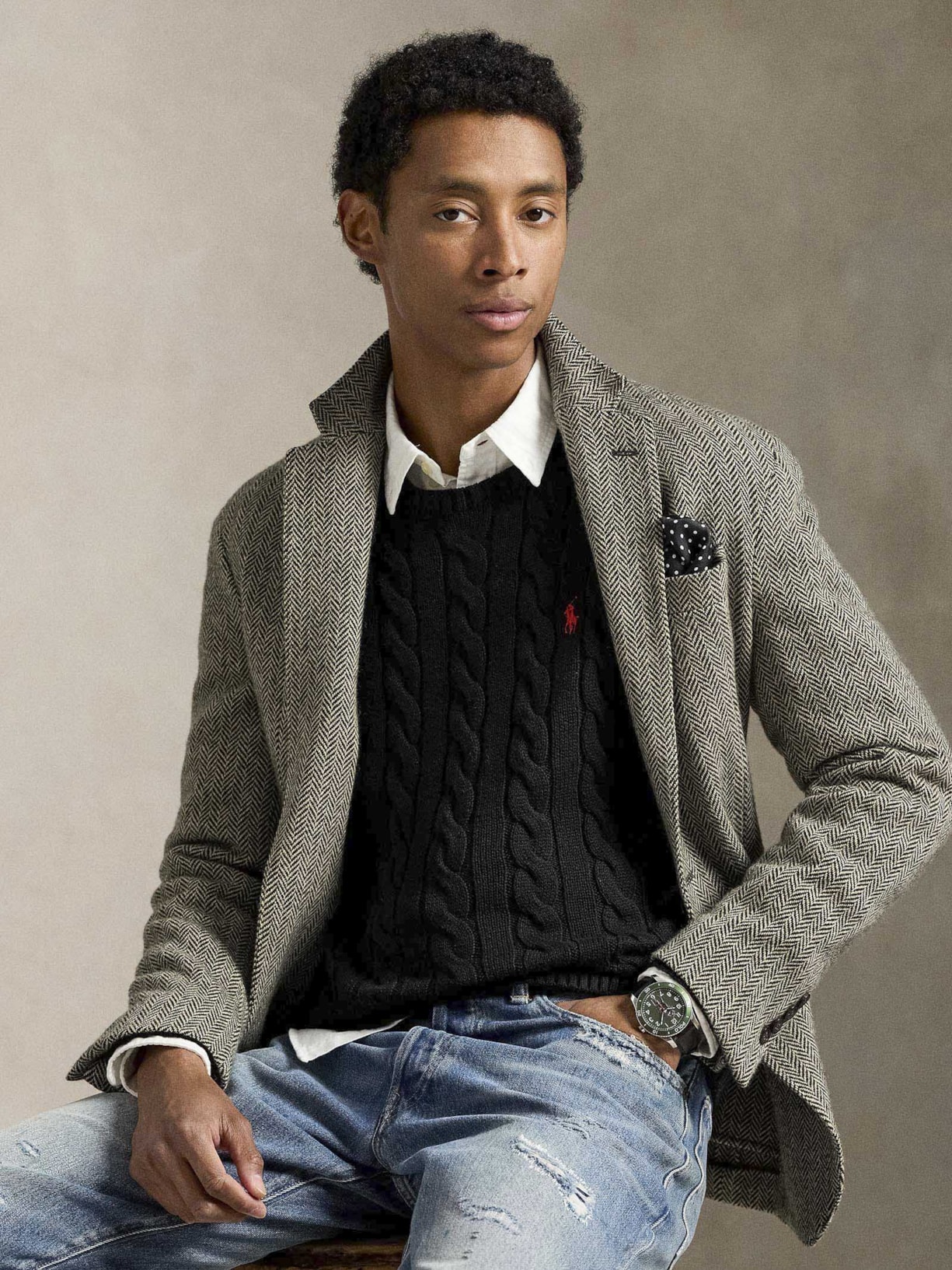 Suéter Masculino Driver Crewneck Roving Cotton Preto Polo Ralph Lauren