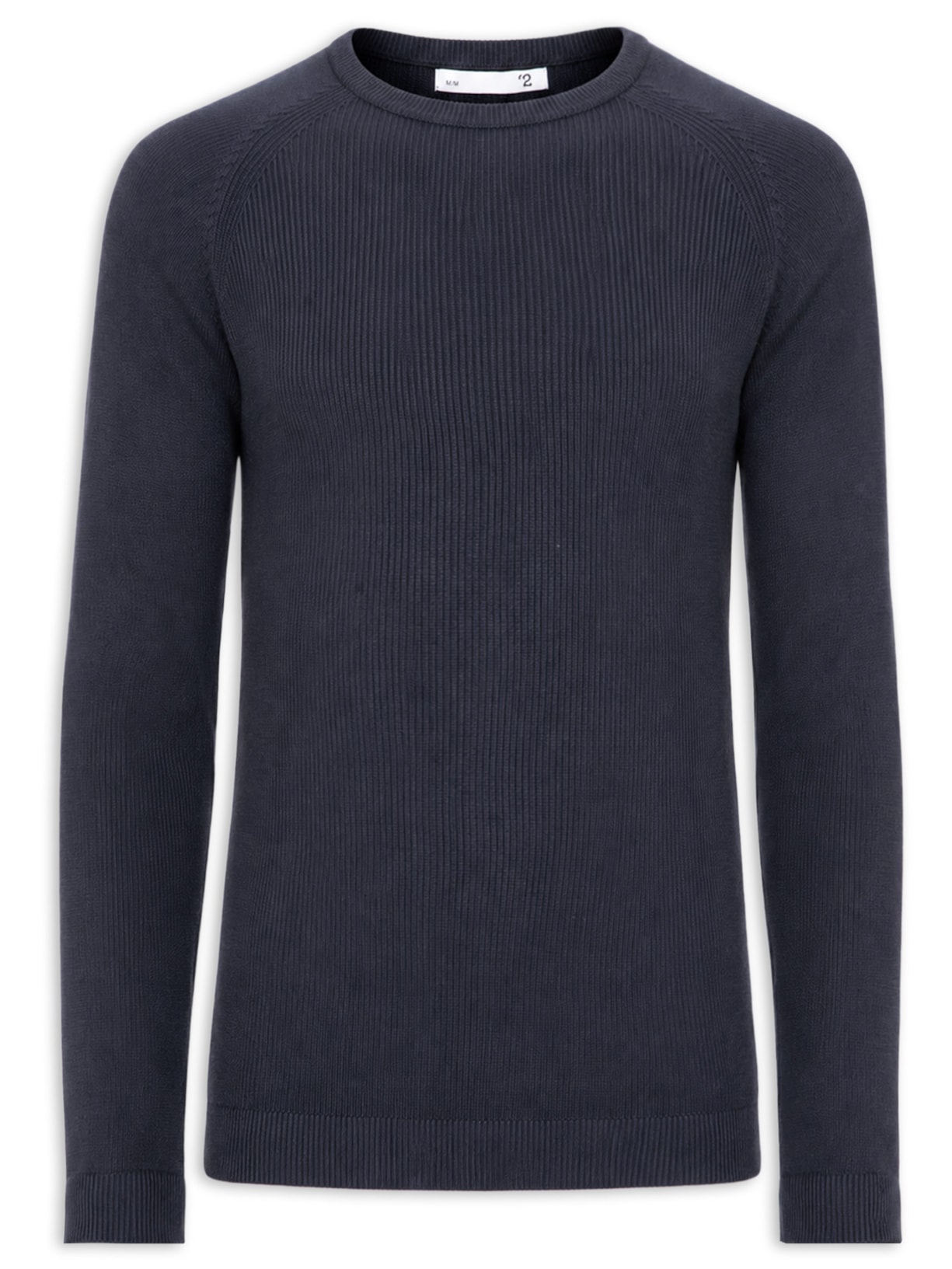 Suéter Masculino Em Algodão Trançado Gola Redonda Azul '2 Essential