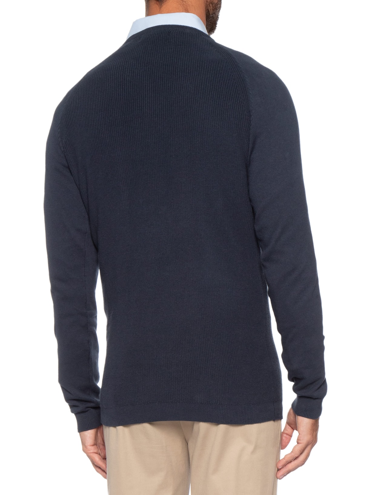 Suéter Masculino Em Algodão Trançado Gola Redonda Azul '2 Essential