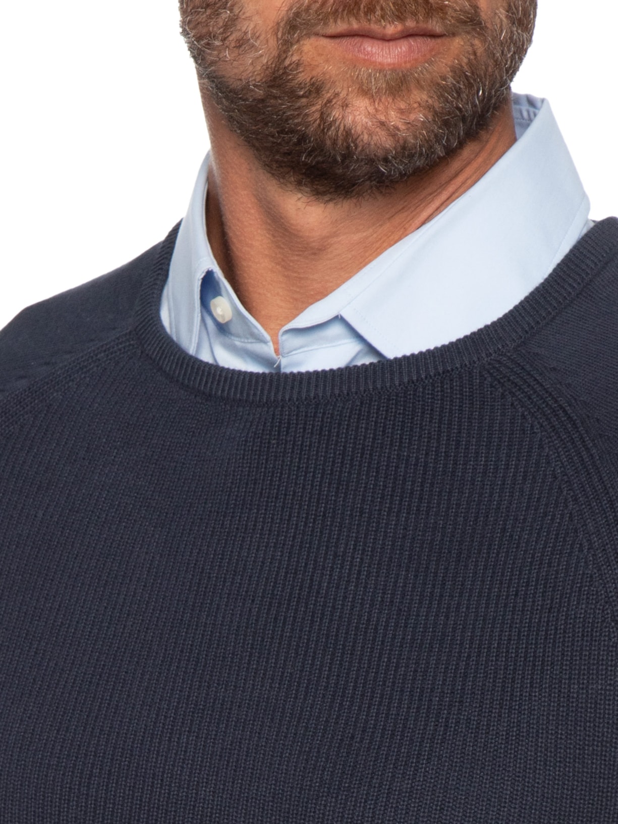 Suéter Masculino Em Algodão Trançado Gola Redonda Azul '2 Essential