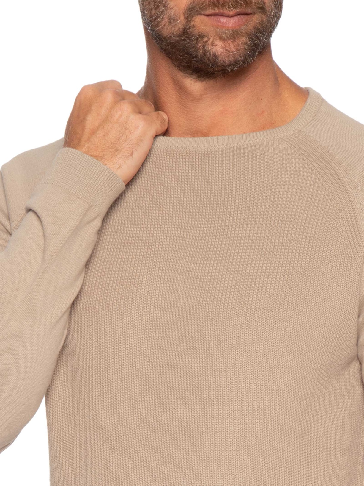 Suéter Masculino Em Algodão Trançado Gola Redonda Marrom '2 Essential