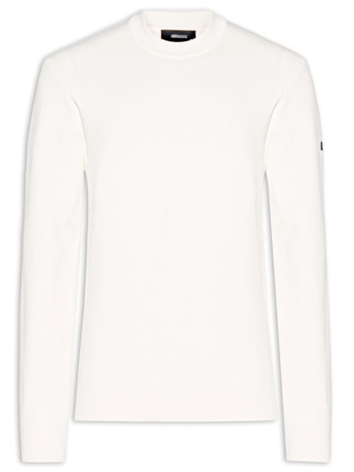 Suéter Masculino em Jacquard de Tricot - Branco